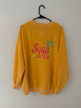 Aerie Oversized Bright Yellow Sweatshirt V-Neck Sz XS